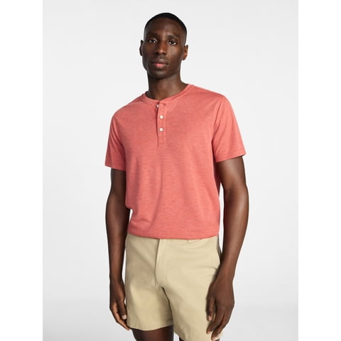 George Men's & Big Men's Relaxed Fit Knit Cloth Henley Shirt with Short Sleeves, Sizes XS-5XL