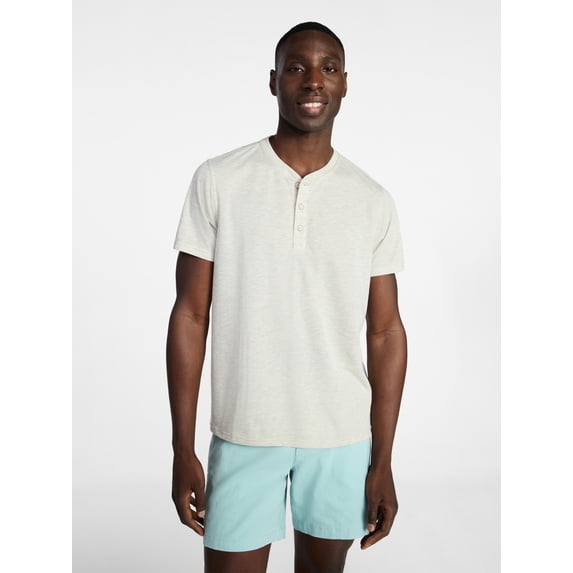 George Men's and Big Men's Knit Cloth Henley Shirt with Short Sleeves, Sizes XS-5XL