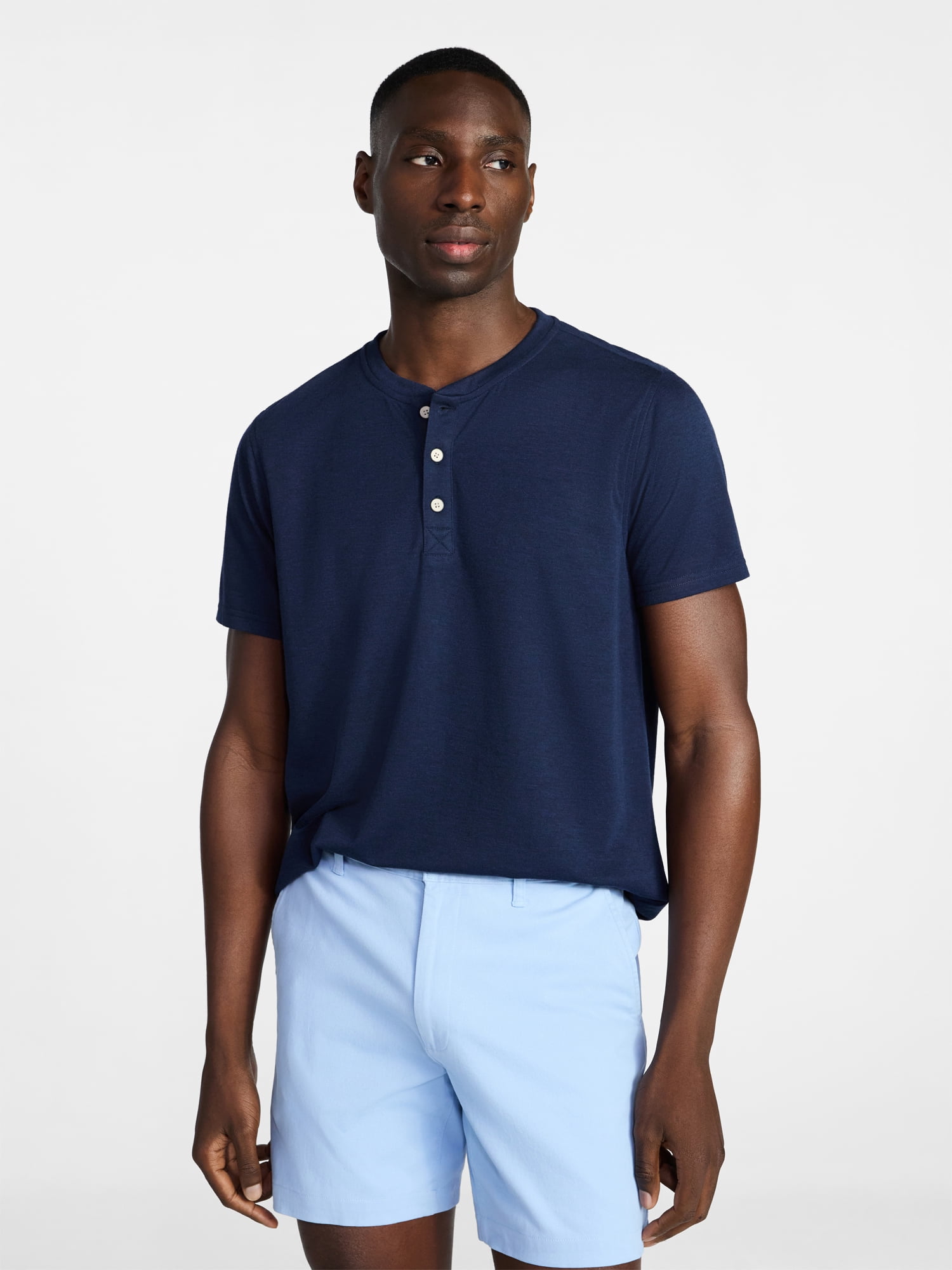 George Men's & Big Men's Relaxed Fit Knit Cloth Henley Shirt with