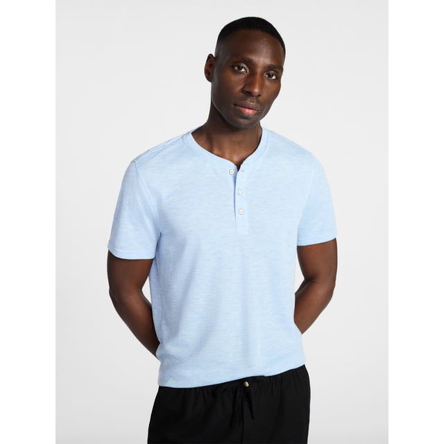 George Men's & Big Men's Relaxed Fit Knit Cloth Henley Shirt with Short Sleeves, Sizes XS-5XL