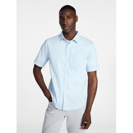 George Men's & Big Men's Modern Fit Button Up Performance Shirt with Short Sleeves, Sizes S-3XL