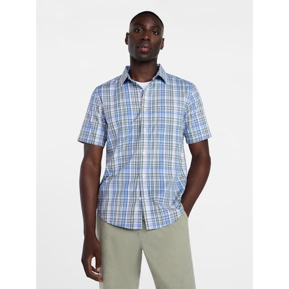 George Men's and Big Men's Button Up Performance Shirt with Short Sleeves, Sizes S-3XL