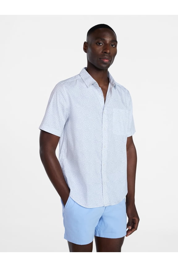 Men's and Big Men's Button Up Performance Shirt with Short Sleeves, Sizes S-3XL