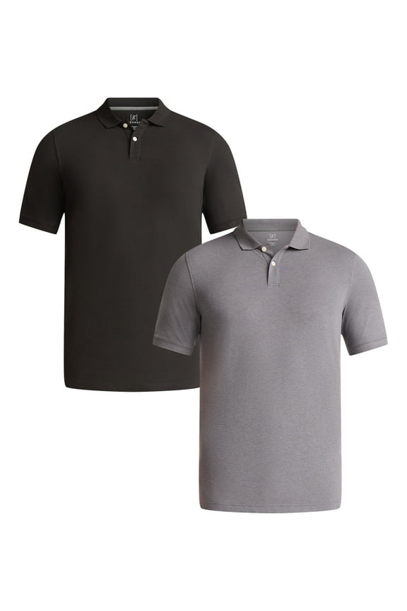 Mens and Big Mens Pique Polo Shirt, 2-Pack, Sizes S-3XL