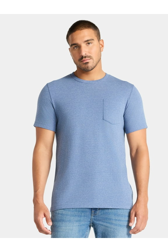 Men's & Big Men's Crewneck Pocket Tee with Short Sleeves, Size XS-3XL