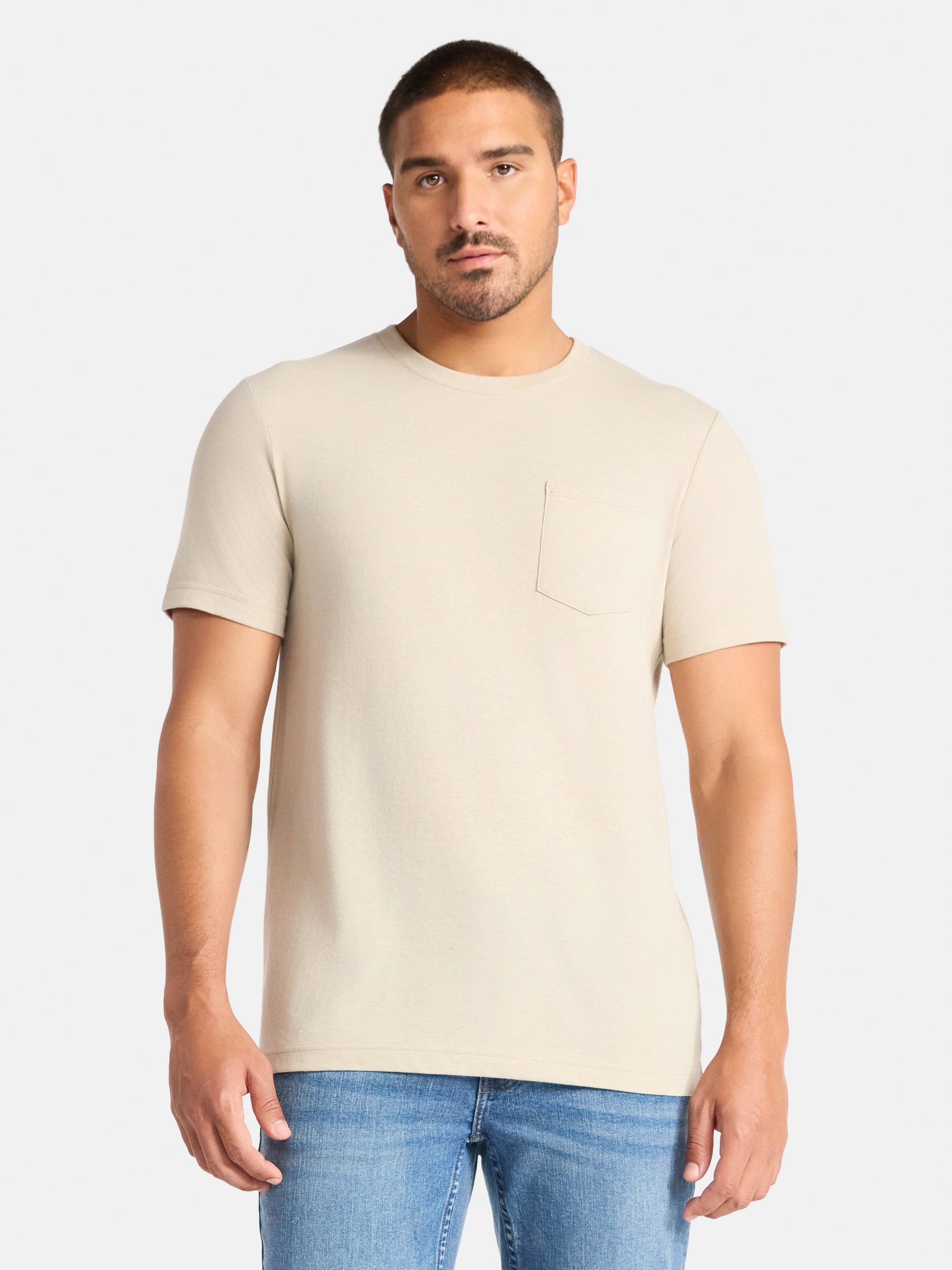 Men's & Big Men's Crewneck Pocket Tee with Short Sleeves, Size XS-3XL