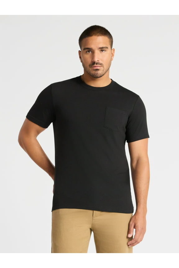Men's & Big Men's Crewneck Pocket Tee with Short Sleeves, Size XS-3XL