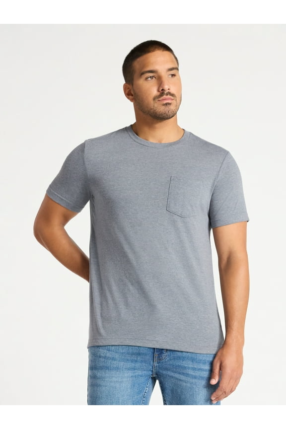 Men's & Big Men's Crewneck Pocket Tee with Short Sleeves, Size XS-3XL