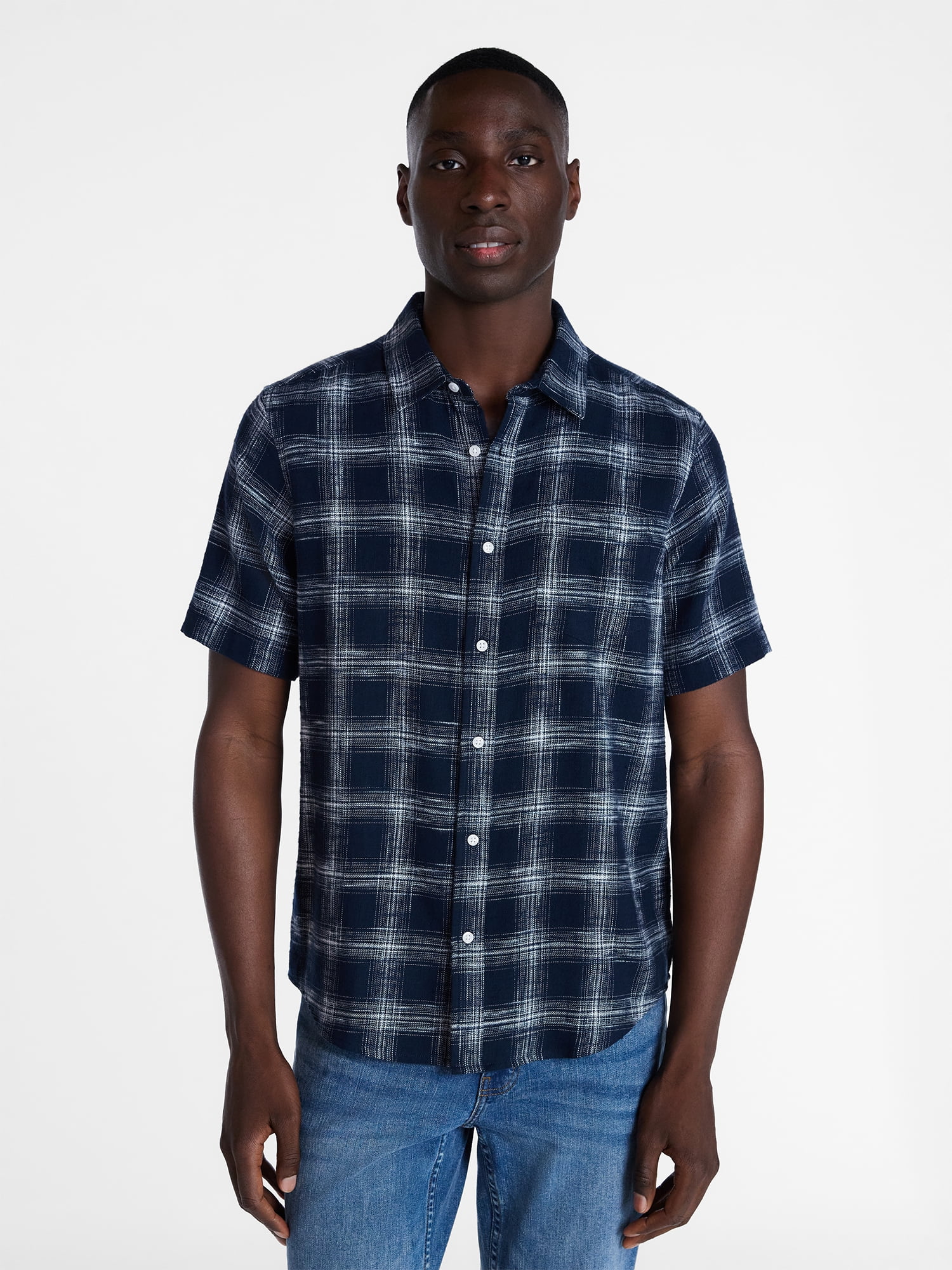 George Men's Poplin Shirt with Short Sleeves, Sizes XS-3XL