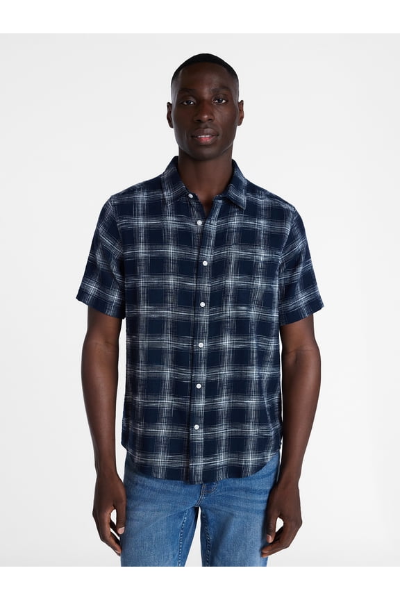 Men's Poplin Shirt with Short Sleeves, Sizes XS-3XL