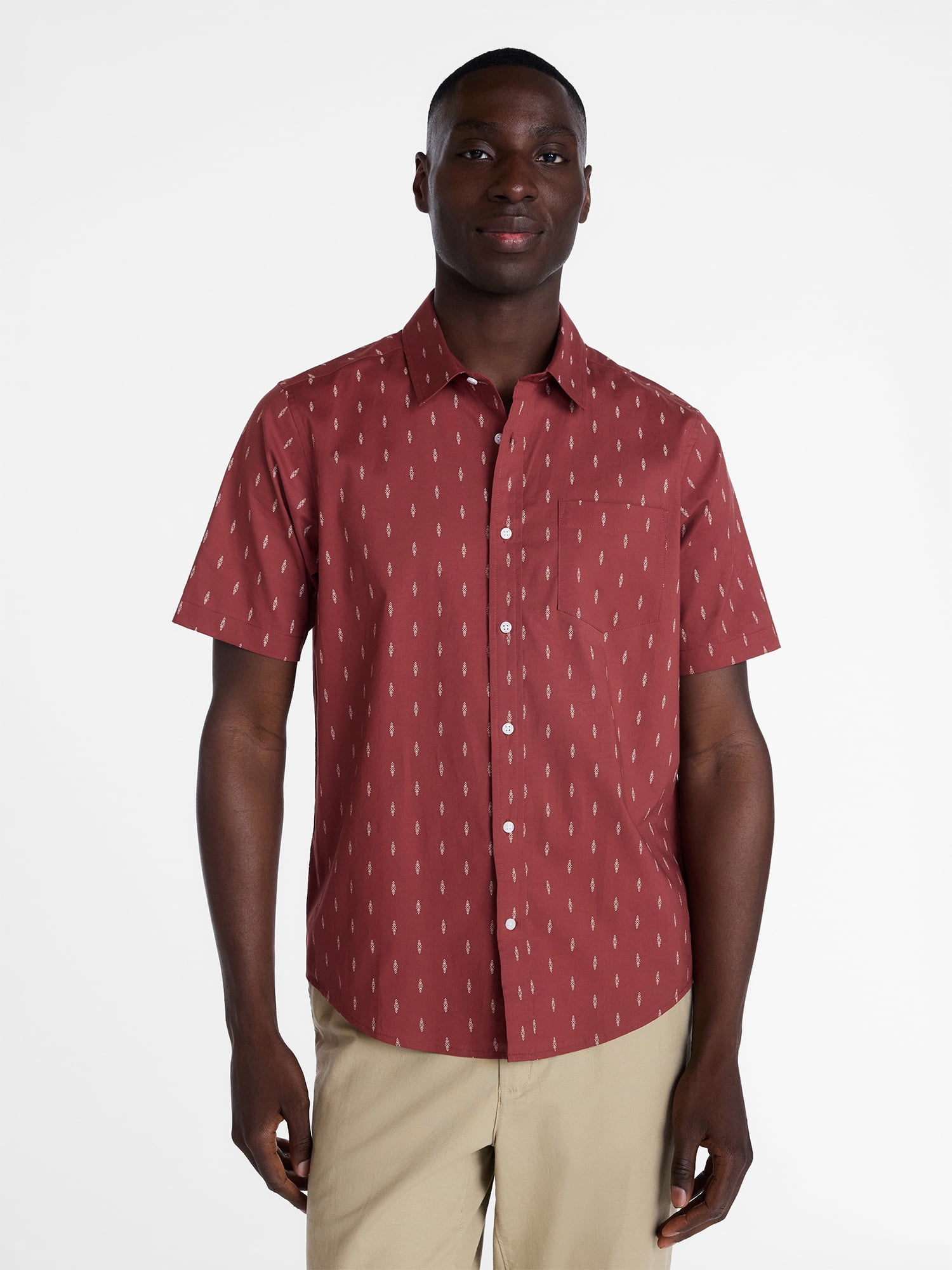 George Men's Poplin Shirt with Short Sleeves, Sizes XS-3XL
