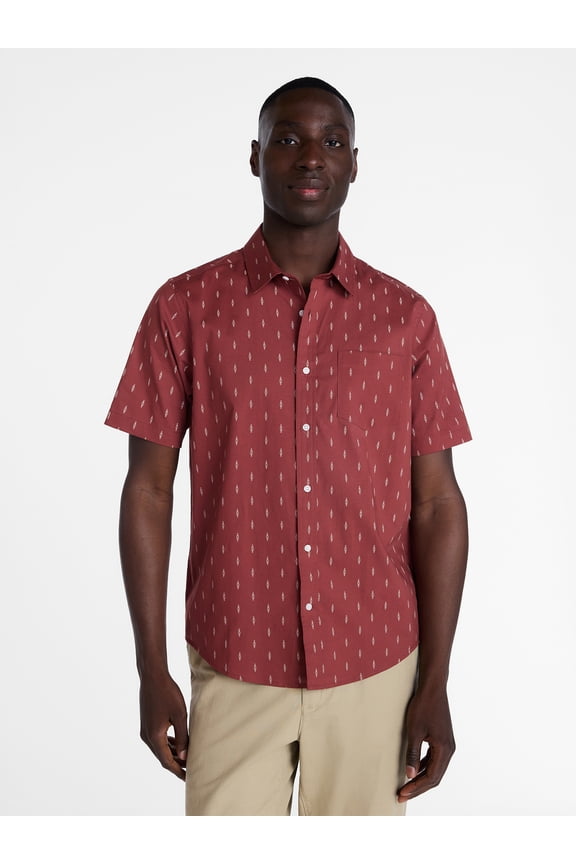 Men's Poplin Shirt with Short Sleeves, Sizes XS-3XL