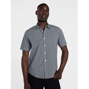 Men's & Big Men's Modern Fit Poplin Button Up Shirt with Short Sleeves, Sizes XS-5XL
