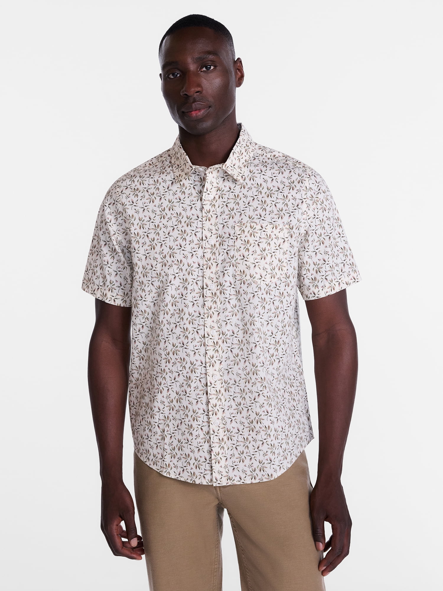 George Men's Poplin Shirt with Short Sleeves, Sizes XS-3XL