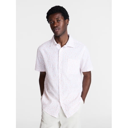George Men's & Big Men's Modern Fit Seersucker Button Up Shirt with Short Sleeves, Sizes XS-5XL