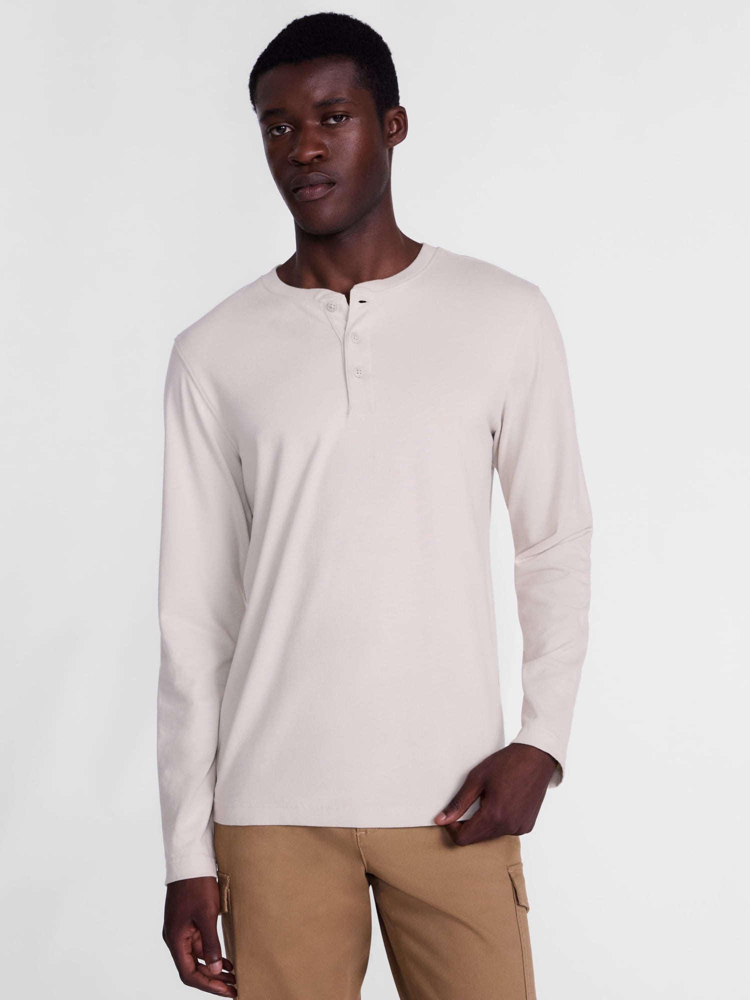 George Men's Henley Shirt with Long Sleeves, Sizes S-5XB