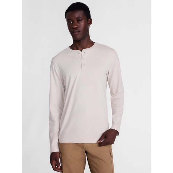 George Men's Henley Shirt with Long Sleeves, Sizes S-5XB