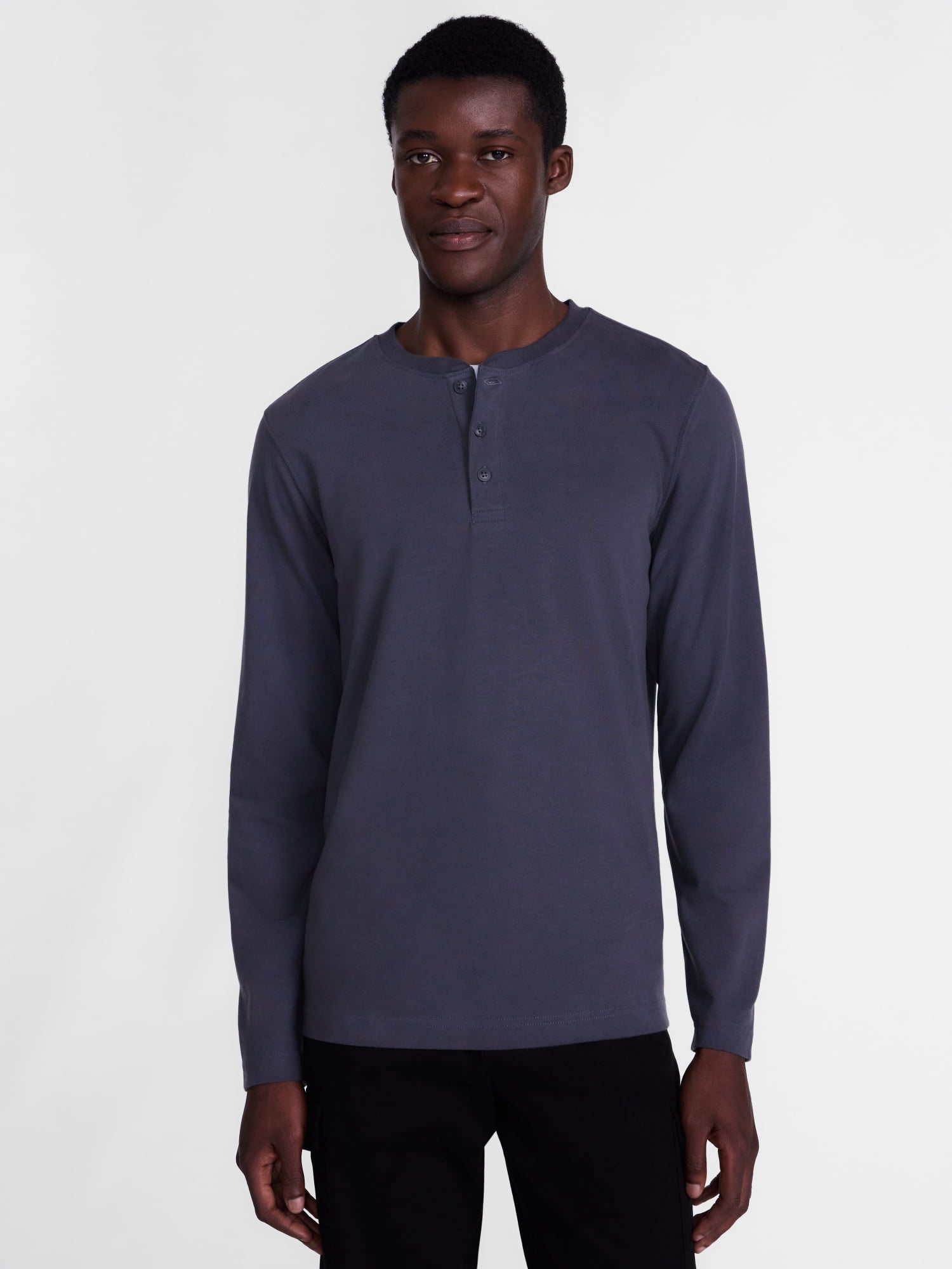 George Men's Henley Shirt with Long Sleeves, Sizes S-5XB