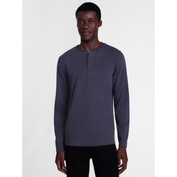 George Men's Henley Shirt with Long Sleeves, Sizes S-5XB