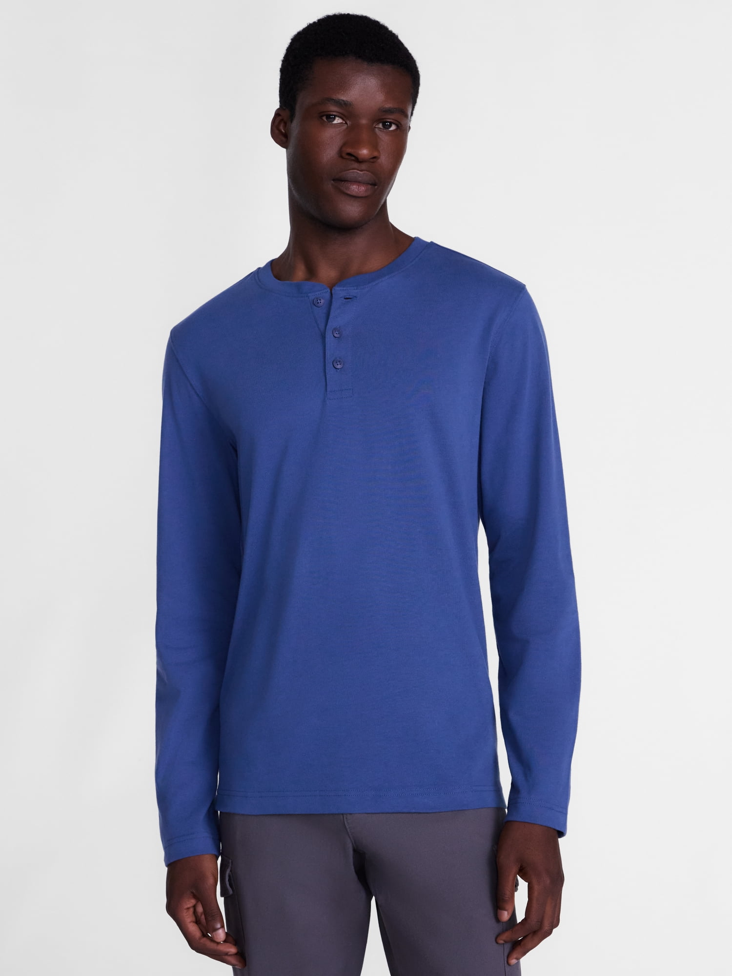 George Men's Henley Shirt with Long Sleeves, Sizes S-5XB