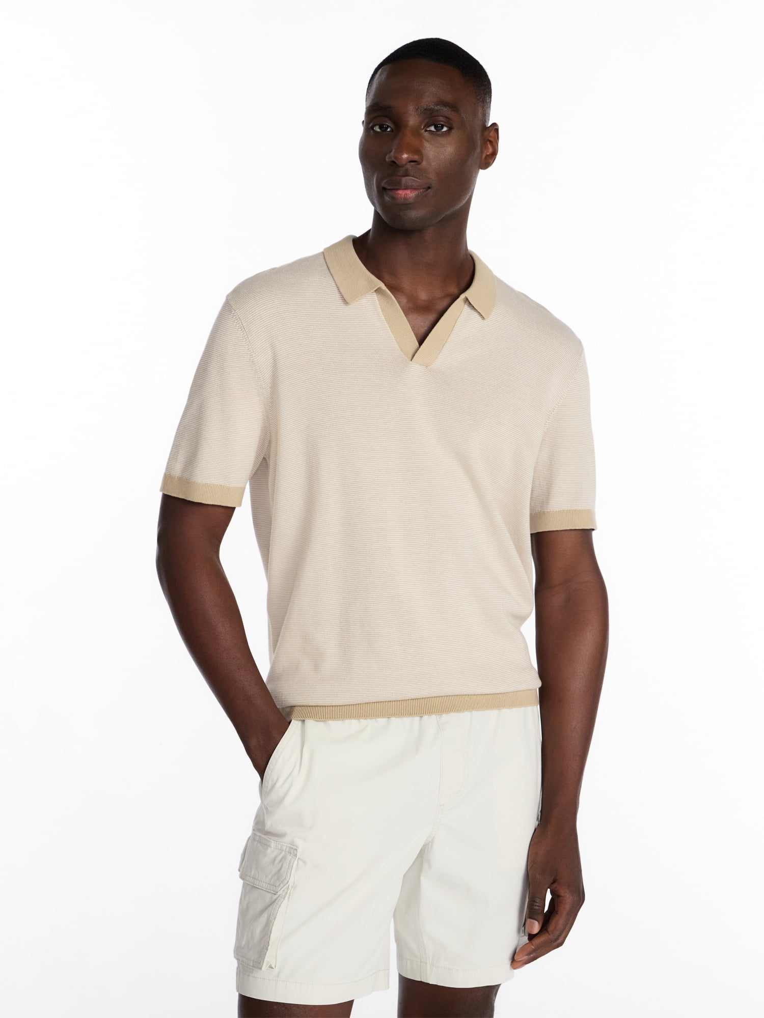 George Men's Knit Johnny Collar Polo Shirt, Sizes S-5XL