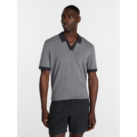Men's Knit Johnny Collar Polo Shirt, Sizes S-5XL