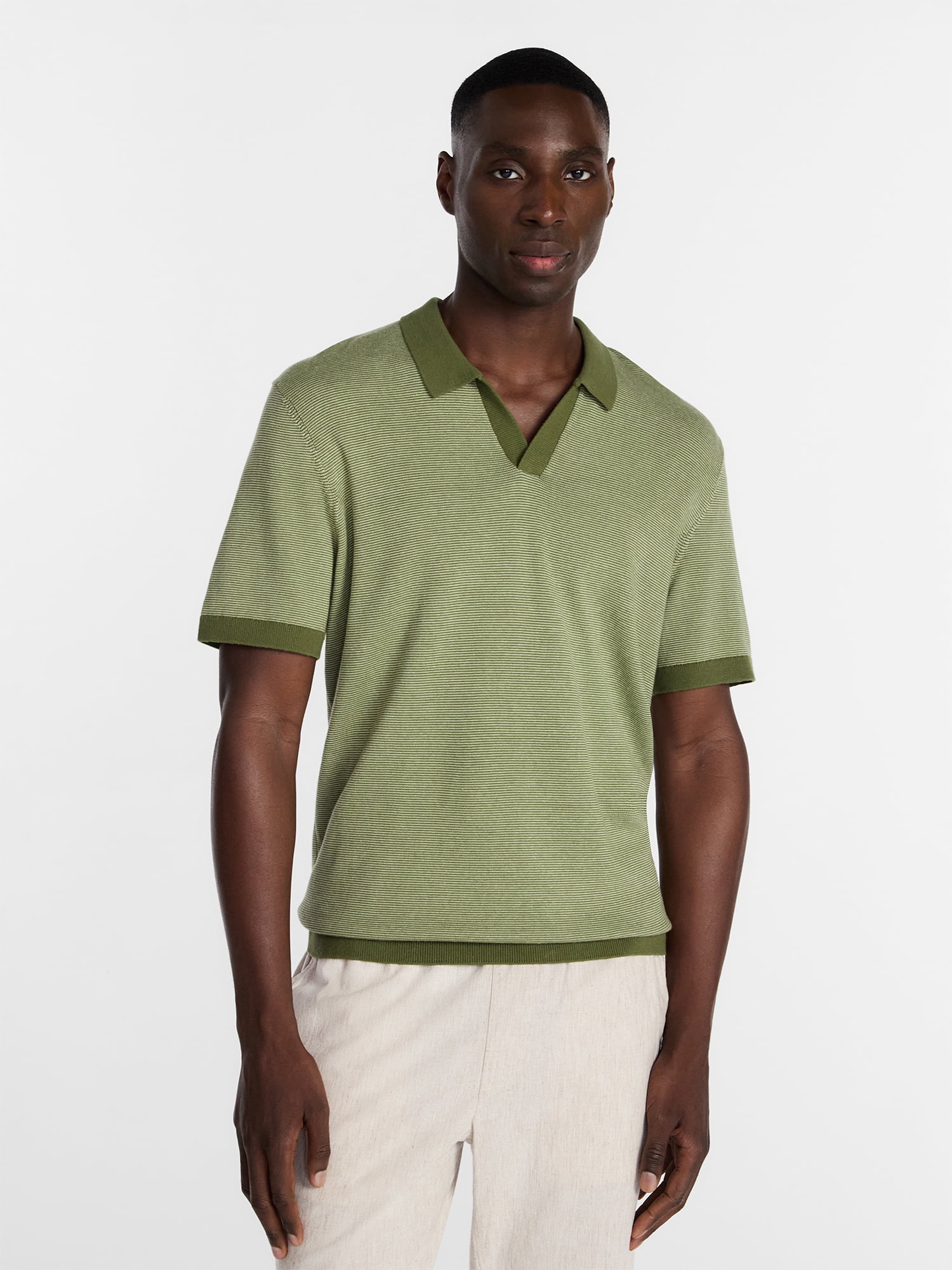 George Men's Knit Johnny Collar Polo Shirt, Sizes S-5XL