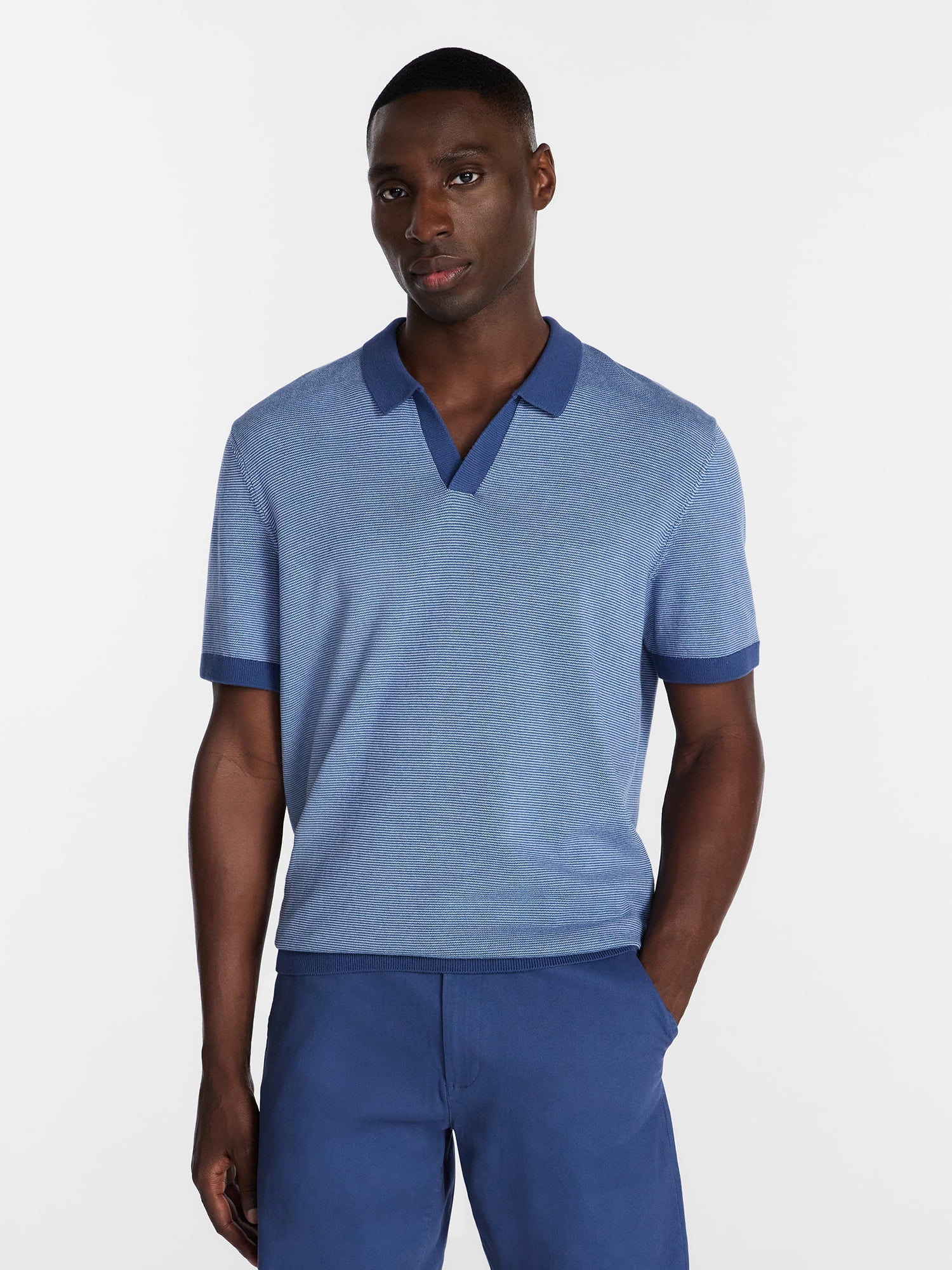 George Men's Knit Johnny Collar Polo Shirt, Sizes S-5XL