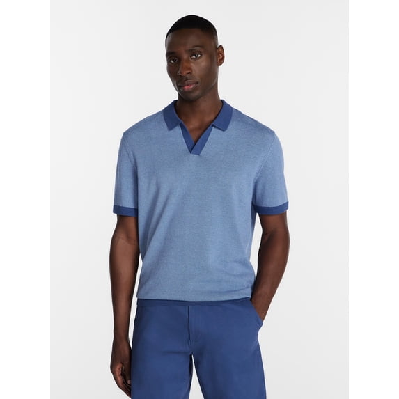 George Men's Knit Johnny Collar Polo Shirt, Sizes S-5XL