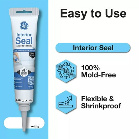 GE Interior Seal Kitchen & Bath, Pack of 1, White 2.8 oz Tube