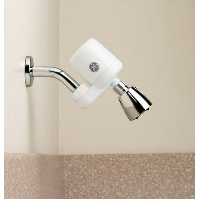 GE Shower Filter System Connects to Shower Head to Limit Hard Water