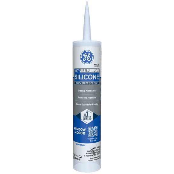 GE Silicone 1 All Purpose Sealant Window & Door, Pack of 1, Clear 10.1 fl oz Cartridge
