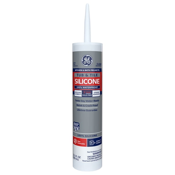 GE Silicone 1 Tub & Tile, Clear 10.1 fl oz Cartridge