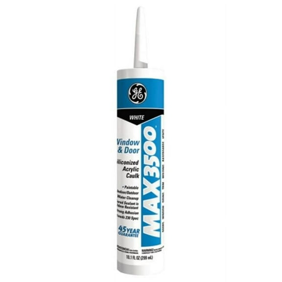GE Sealants Silicone Window and Door Sealant MAX 3500 - Bright White - 10.1 oz Cartridge