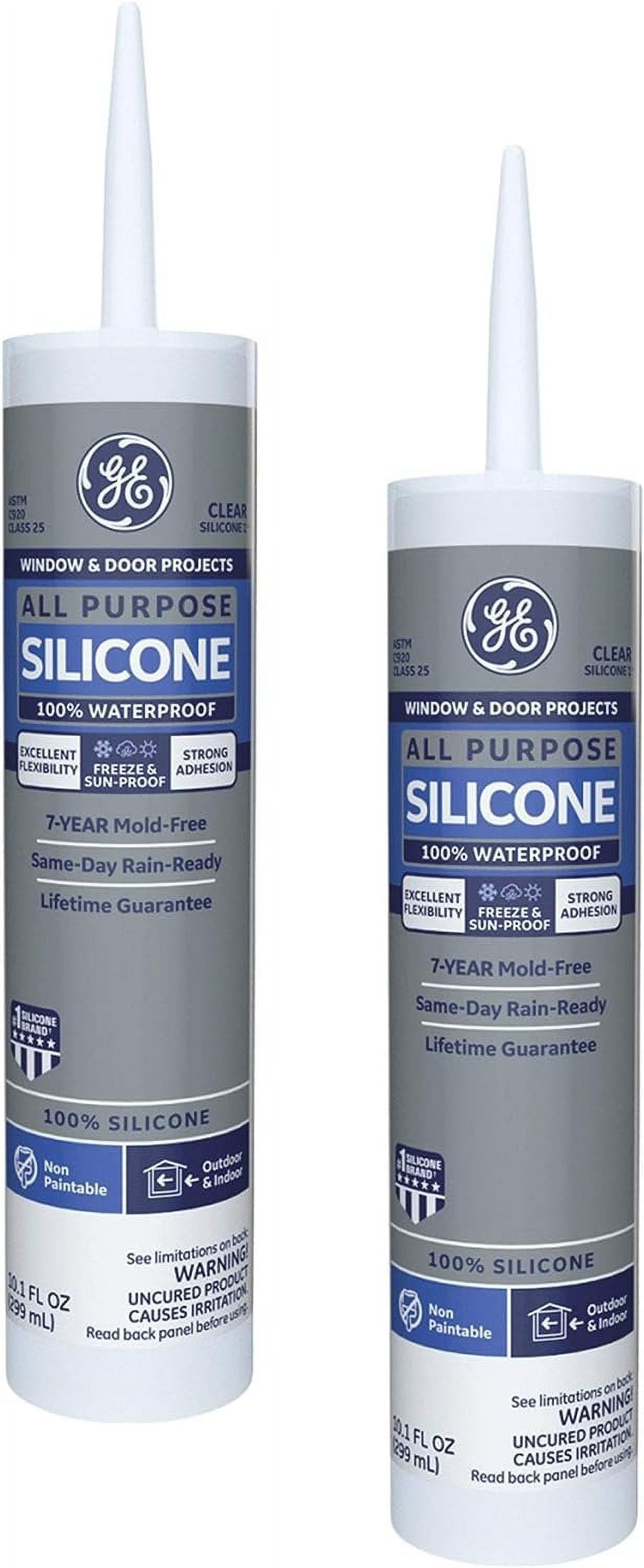 Waterproof GE Silicone GE012 Sealant, 10.1 Oz Clear, Outdoor/Exterior