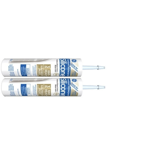 GE Silicone GE5000 Clear Silicone II Window & Door Sealant, Pack of 2