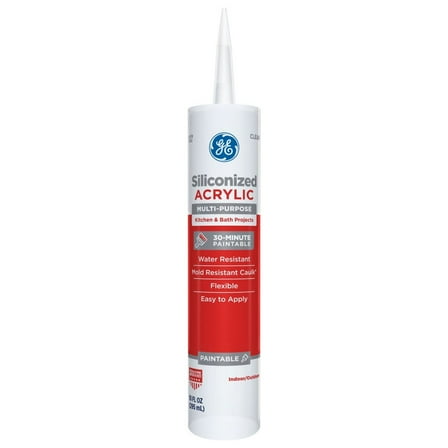GE Siliconized Acrylic Multipurpose Sealant Kitchen & Bath, Pack of 1, Clear 10 fl oz Cartridge