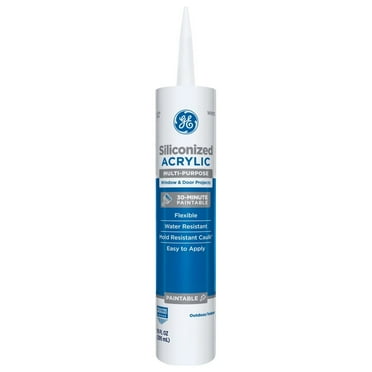 GE Siliconized Acrylic Multipurpose Sealant Window & Door, Pack of 1, White 10 fl oz Cartridge