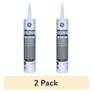 (2 pack) GE Siliconized Acrylic Painters Pro Sealant Seal & Paint, Pack of 1, Clear 10 fl oz Cartridge