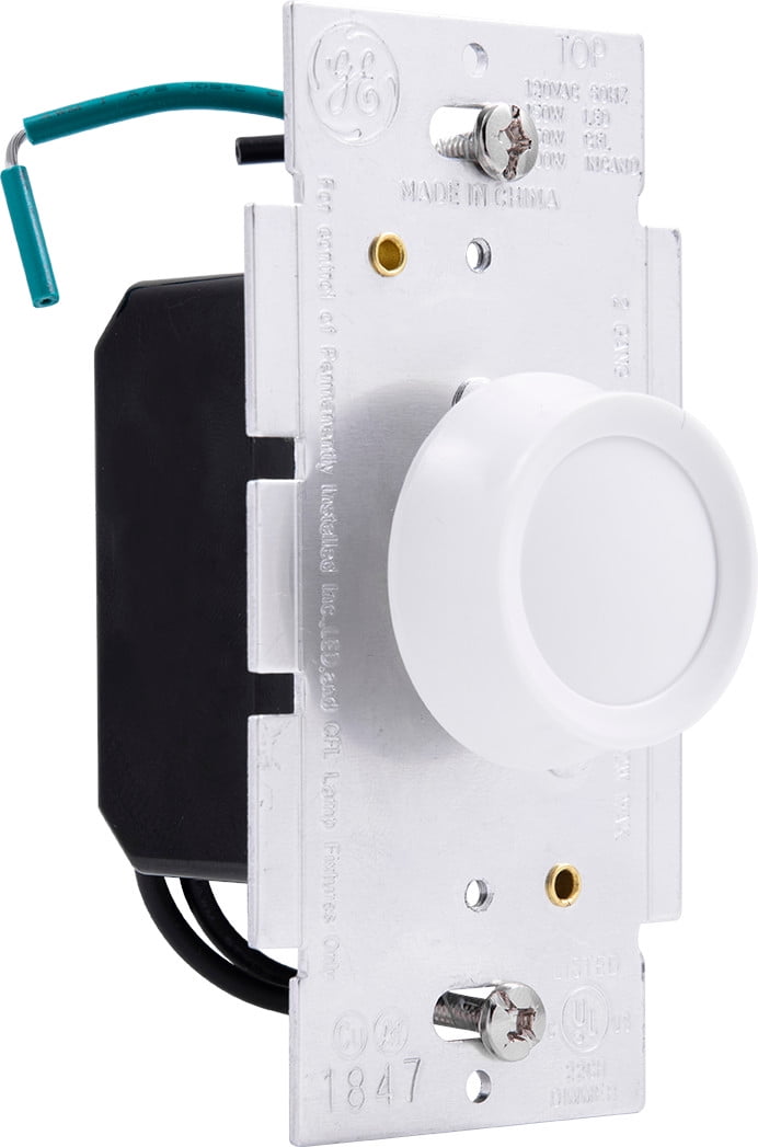 GE Single Pole Dimmer Knobs, Rotate on/off, White and Light Almond, 120V, 0W