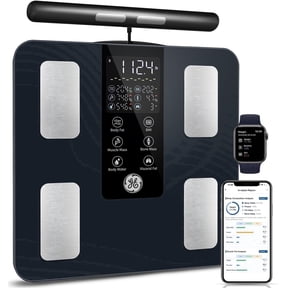 GE Smart Body Fat Scale 8 Electrode - Bluetooth, BMI, Muscle, Water, Digital, Black