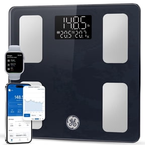 GE Smart Scale for Body Weight & BMI – 13-in-1 Body Fat Monitor with Bluetooth, 400 lb Capacity, Black 11 Inch, for Home Gym