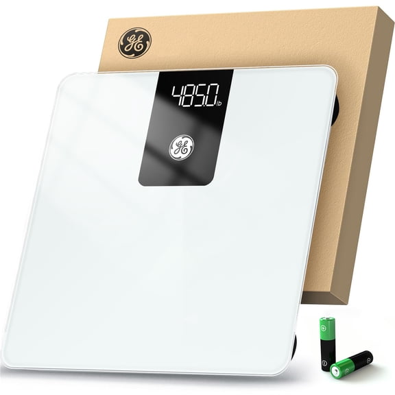 GE Smart Scale for Body Weight, Bluetooth Digital Bathroom Scale with BMI Tracking, 496 lb Capacity, White