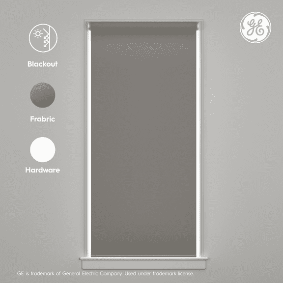 GE Smart Shade, Motorized Window Blind with Matter & Remote Control, White Hardware, Blackout Grey Fabric, Quiet Operation, 36” Width, Adjustable Length, 1 Shade