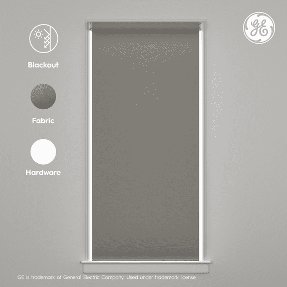 GE Smart Shade, Motorized Window Blind with Matter & Remote Control, White Hardware, Blackout Grey Fabric, Quiet Operation, 38” Width, Adjustable Length, 1 Shade