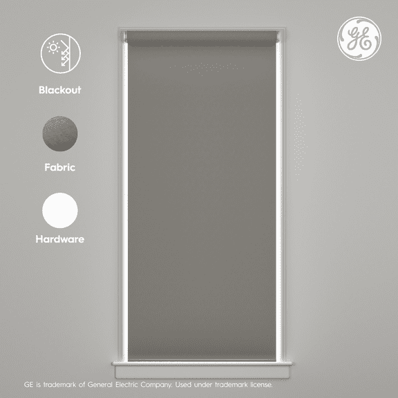GE Smart Shade, Motorized Window Blind with Matter & Remote Control, White Hardware, Blackout Grey Fabric, Quiet Operation, 38” Width, Adjustable Length, 1 Shade