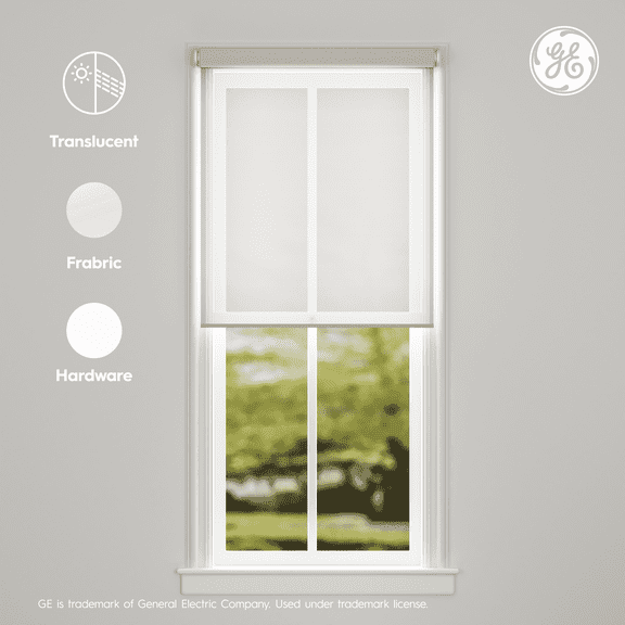GE Smart Shade, Motorized Window Blind with Matter & Remote Control, White Hardware, Translucent White Fabric, Quiet Operation, 24” Width, Adjustable Length, 1 Shade