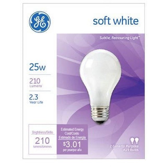 GE Soft White Light Bulbs, 25Watts, 2Pk. 12 Pack