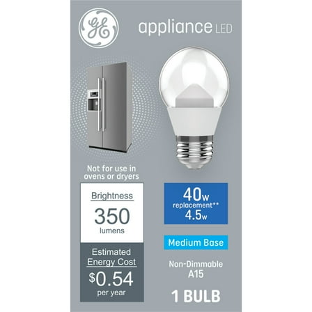 GE Specialty LED Light Bulb, 40 Watts, Daylight, A15 Appliance Bulb, Medium Base, Clear Finish