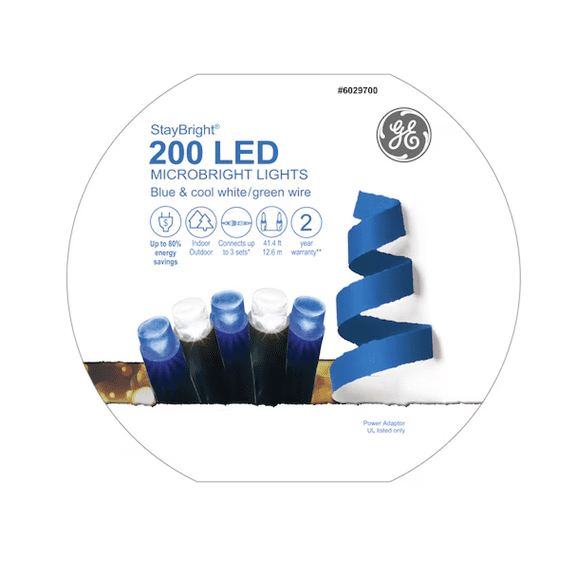 GE StayBright 200 -Count 41.4-ft Blue/White LED Plug-In Christmas String Lights